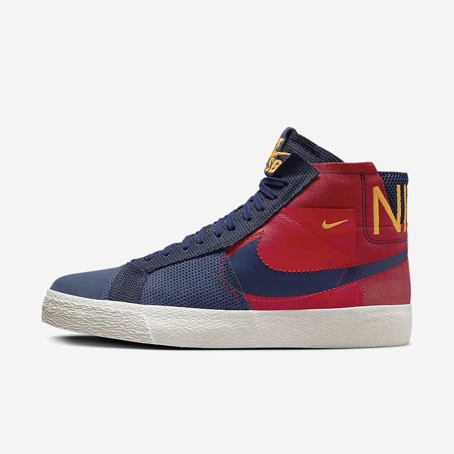 Giày Nike SB Zoom Blazer Mid Premium Nữ Xanh Đỏ 